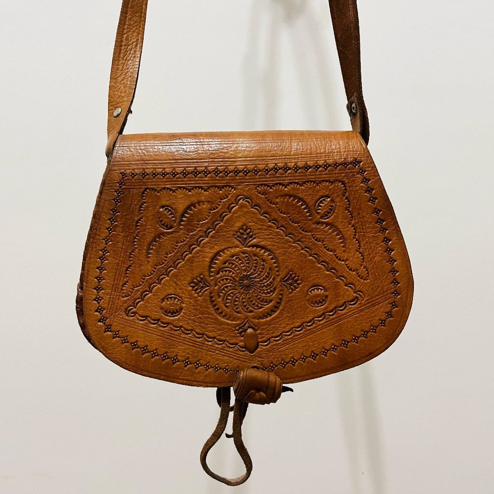 Handmade Boho Leather Crossbody Handbag